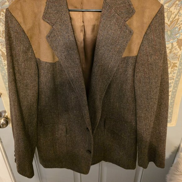 😎Vintage Pendleton 100% Virgin Wool w Leather Blazer Men's 46L - Picture 1 of 10
